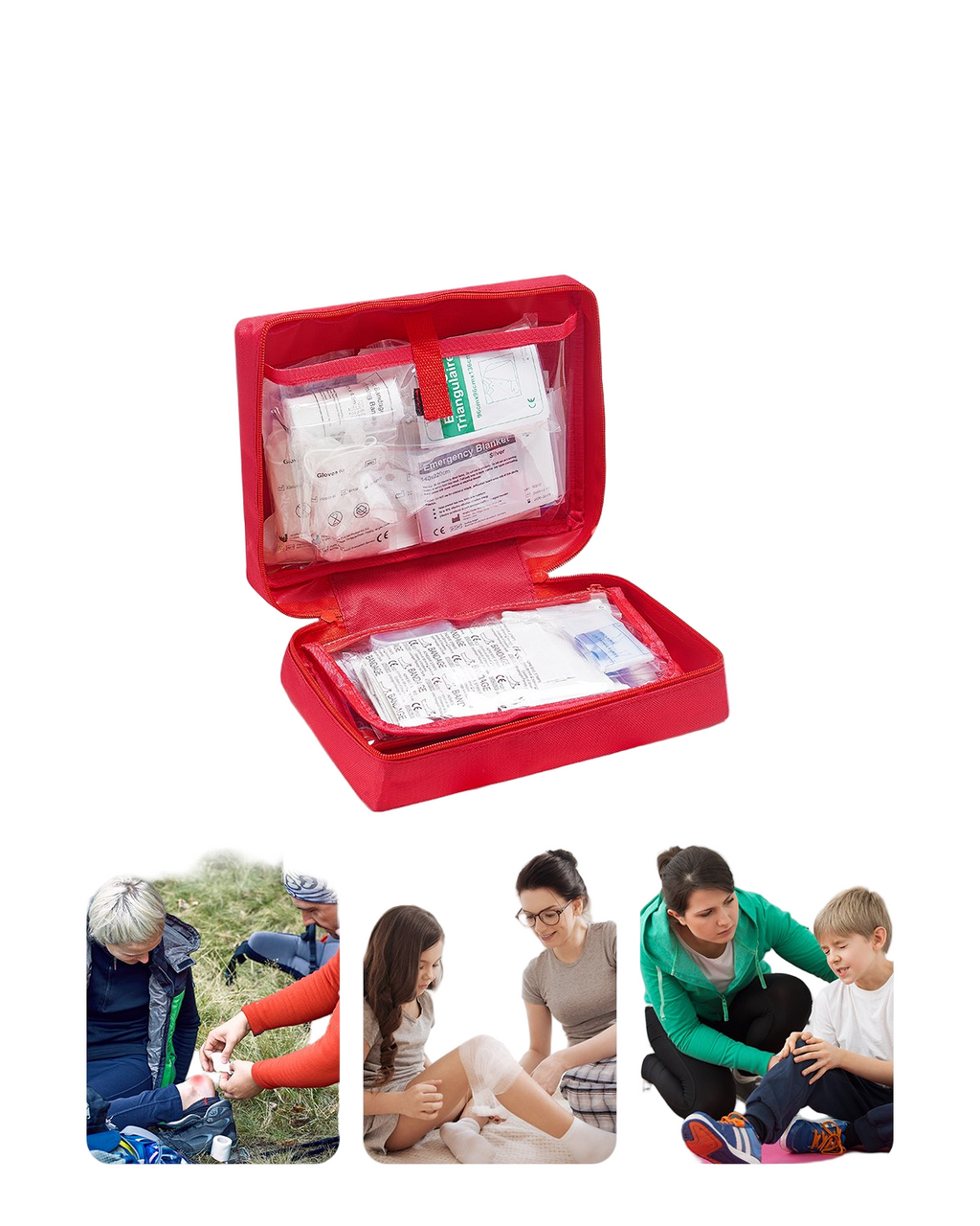 VEVOR First Aid Kit 420-piece emergency medical supplies in red compact nylon bag for home, travel, and outdoor use