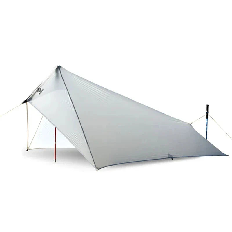 Ultra-Light Waterproof Camping Rainfly tent tarp canopy in white, made of 15D silicone-coated nylon with high waterproof rating, lightweight and easy to set up for hiking and backpacking.
